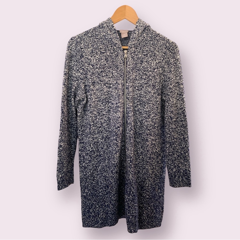Chambre Blue Long Hoodie Zip Up Sweater